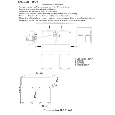 Светильник потолочный Crystal Lux CLT 018W2 WH