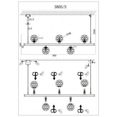 Подвесная люстра Newport 3800 3805/S nickel