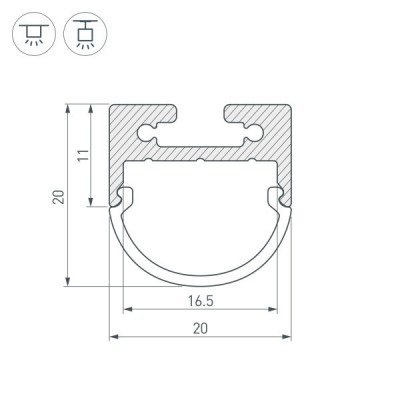 Профиль с экраном SL-LINE-2011M-2500 BLACK+OPAL ROUND 027992 Arlight