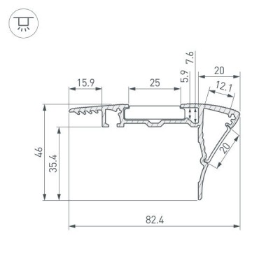 Профиль с экраном ALU-STAIR-DK-2000 ANOD+FROST 015473 Arlight