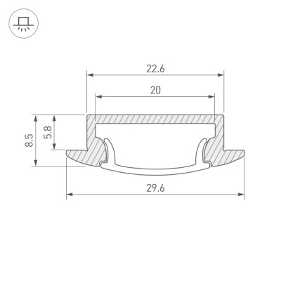 Профиль с экраном ALU-WIDE-F-H8-2000 ANOD+FROST 014860 Arlight