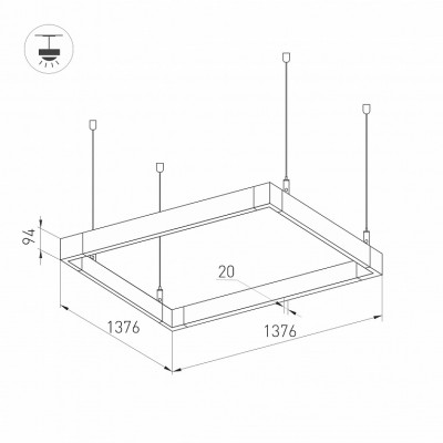 Светильник ALT-LINEAIR-QUADRAT-FLAT-UPDOWN-DIM-1375-170W Warm3000 040635 Arlight