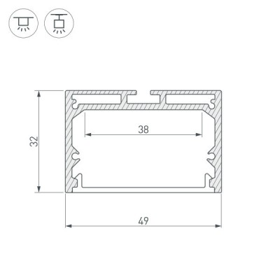 Профиль с экраном SL-LINE-4932-2500 ANOD+OPAL 020465 Arlight