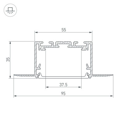 Профиль SL-LINIA55-FANTOM-2500 SEAMLESS ANOD 029507 Arlight