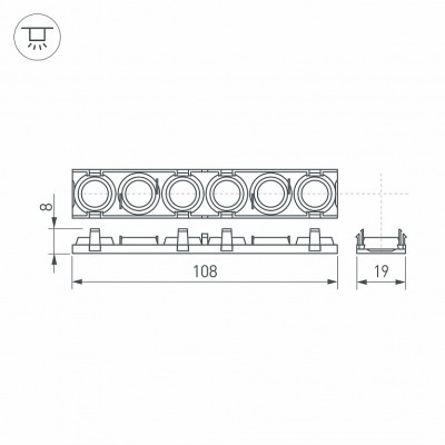 Экран линзованный SL-LINE-W20-55deg-540 041793 Arlight