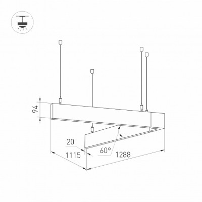 Светильник ALT-LINEAIR-ANGLE-60-FLAT-UPDOWN-DIM-1290x1115-85W Warm3000 040637 Arlight