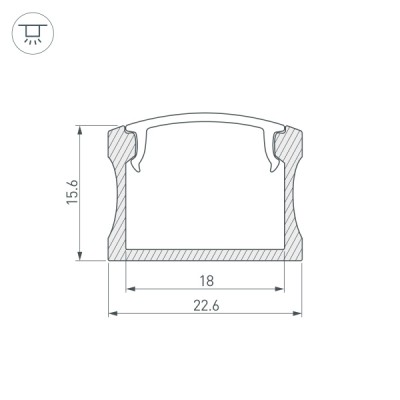 Профиль с экраном ALU-WIDE-H15-2000 ANOD+FROST 014848 Arlight