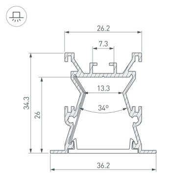 Профиль с экраном ALU-WIDE-FL-H35-2000 ANOD+FROST 027887 Arlight