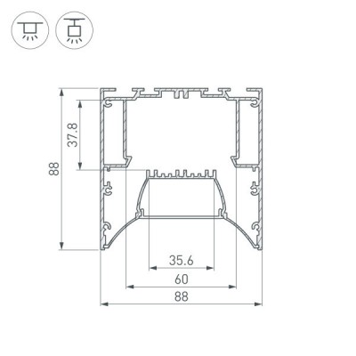 Профиль ARH-POWER-W88-COMFORT-2000 ANOD 036363 Arlight