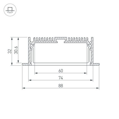 Профиль с экраном SL-LINIA88-F-2500 WHITE+OPAL 021373 Arlight