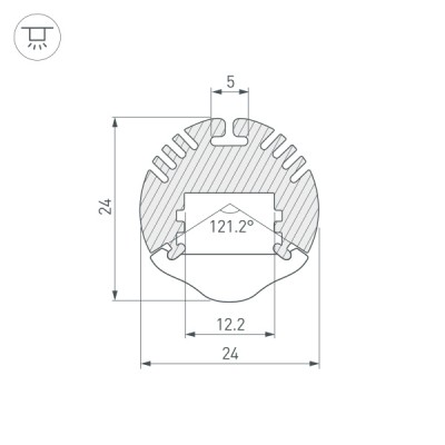 Профиль с экраном ALU-ROUND-2000 ANOD+LEN30 015527 Arlight