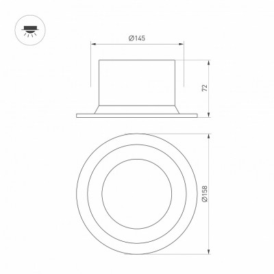 Светильник MS-DROP-BUILT-R158-30W Warm3000 041464 Arlight