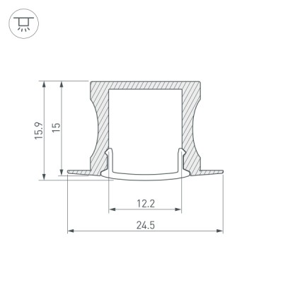 Профиль с экраном ALU-SLIM-H15-F-2000 ANOD+FROST 018243 Arlight