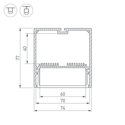 Профиль с экраном SL-LINE-7477-2500 WHITE+OPAL 021372 Arlight