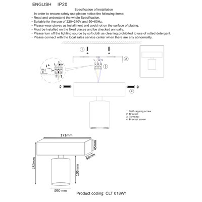 Светильник потолочный Crystal Lux CLT 018W1 WH