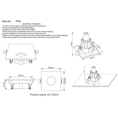 Светильник встроенный Crystal Lux CLT 003C1 WH