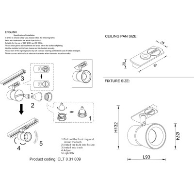 Светильник трековый однофазный Crystal Lux CLT 0.31 009 BL-GO