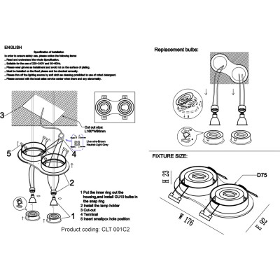 Светильник встроенный Crystal Lux CLT 001C2 BL