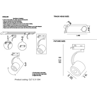 Cветильник трековый однофазный Crystal Lux CLT 0.31 004 WH