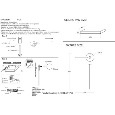 Бра Crystal Lux LORO AP1 V2 BLACK