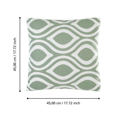 Подушка декоративная CHEVERY, L450, B450, наволочка: 100% хлопок, зелёный, белый; наполнитель: 100% полиэстер Eglo 420294