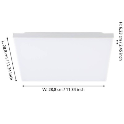 Потолочный светильник TURCONA-B, 10,8W (LED), 4000K,  L287, B287, H62, сталь, алюминий, белый / пластик, белый Eglo 900703