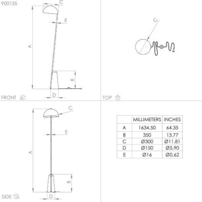 Торшер ARANZOLA, 1X40W, E27, сталь, черный, белый Eglo 900135