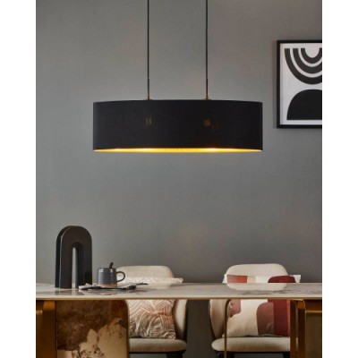 Подвесной потолочный светильник ZARAGOZA, 2x40W, E27, L780, B220, H1100, сталь, черный/текстиль с декором, черный, золотой Eglo 900147