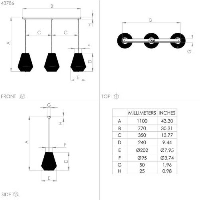 Подвесной потолочный светильник (люстра) ALDERNEY, 3Х40W, E27, L900, B200, H1100, сталь, черный/текстильная нить, натуральный Eglo 43786