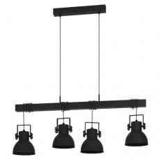 Подвесной потолочный светильник (люстра) SHIREBROOK, 4Х40W, E27, L1000, B250, H1100, сталь, дерево, черный Eglo 43726