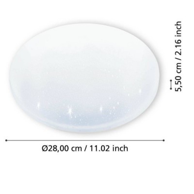 Настенно-потолочный светильник FRANIA-S, LED 18W, 1850lm, IP44, H55, Ø310, сталь, белый/пластик с эффектом кристаллов, белый Eglo 900619