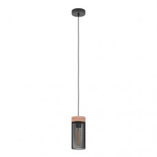 Подвесной потолочный светильник (люстра) KILNSDALE, 1Х40W, E27, H1100, Ø110, сталь, дерево, черный, коричневый Eglo 43833