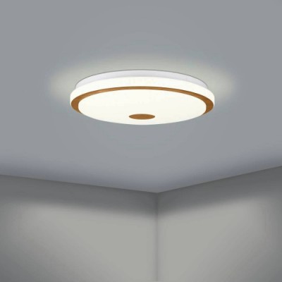 Настенно-потолочный светильник LANCIANO 1, LED 36W, 3300lm, H80, Ø560, сталь, дерево, белый, коричневый/пластик с эффектом кристаллов, белый, х Eglo 900599