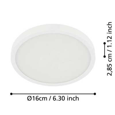 Накладной светильник FUEVA 5, 11W (LED), 3000K, IP44, Ø160, сталь, белый / пластик, белый Eglo 900638