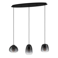 Подвесной потолочный светильник AGUILARES, 3x40W, E27, L840, B195, H1045, сталь, черный/матовое стекло, темно-серый полупрозрачный Eglo 900195