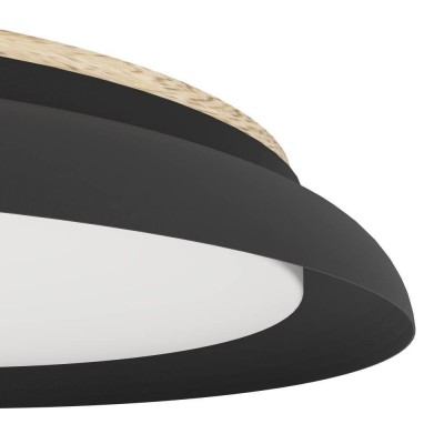 Потолочный светильник PENJAMO 1, 20W (LED), 3000K, 2400lm, H65, Ø465, сталь, дерево, черный, коричневый / пластик, белый Eglo 900857