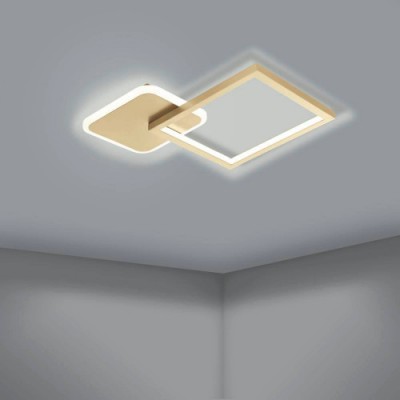 Потолочный светильник GAFARES, LED 15W, 2100lm, L330, B330, H50, алюминий, сталь, золотой, белый/пластик, белый Eglo 900424