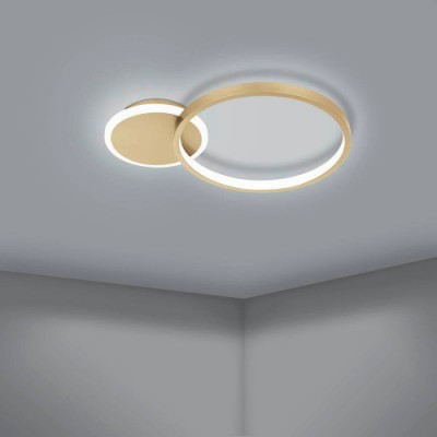 Потолочный светильник GAFARES, LED 15W, 2100lm, L405, B290, H55, алюминий, сталь, золотой, белый/пластик, белый Eglo 900423
