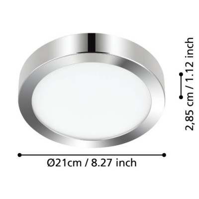 Накладной светильник FUEVA 5, 17W (LED), 3000K, IP44, Ø210, сталь, хром / пластик, белый Eglo 900641
