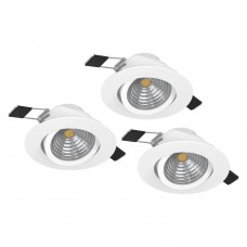 Комплект встраиваемых диммируемых светильников SALICETO, 3X6W (LED), 2700K, 1350lm, Ø88, алюминий, белый / стекло, прозрачный, белый Eglo 900745