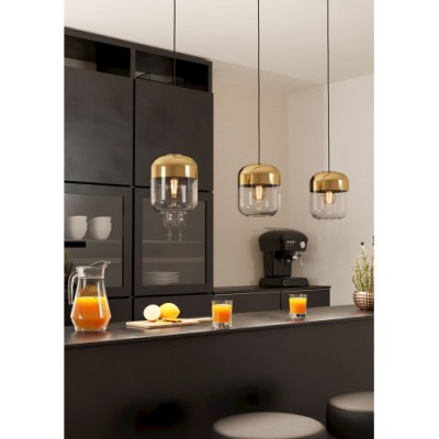 Подвесной потолочный светильник MARYVILLA, 3x40W, E27, L870, B170, H1100, сталь, черный, бронзовый/матовое стекло, прозрачный, золотой Eglo 900551