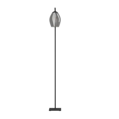 Торшер с ножным выключателем ESTANYS, 1X40 (E27), H1715, сталь, черный/стекло, коричневый полупрозрачный Eglo 390256