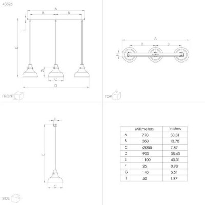 Подвесной потолочный светильник (люстра) MATLOCK, 3Х40W, E27, L900, B200, H1100, сталь, серый, черный Eglo 43826