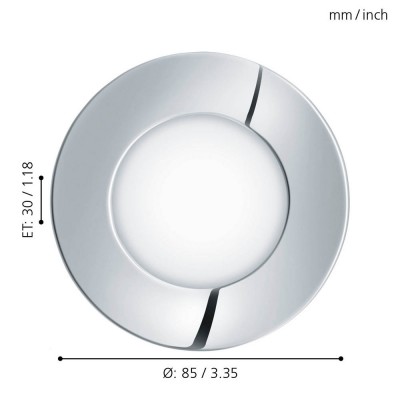 Комплект встраиваемых светильников FUEVA 1, 3X2,8W (LED), 3000K, 1050lm, IP20/44, Ø85, литой металл, хромированный / пластик, белый Eglo 98635