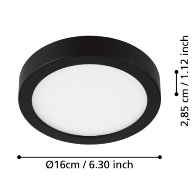Накладной светильник FUEVA 5, 11W (LED), 3000K, IP44, Ø160, сталь, черный / пластик, белый Eglo 900637