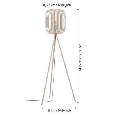 Торшер ROMAZZINA, 1x40W, E27, H1405, Ø325, основание: Ø630, сталь, песчаный Eglo 900523