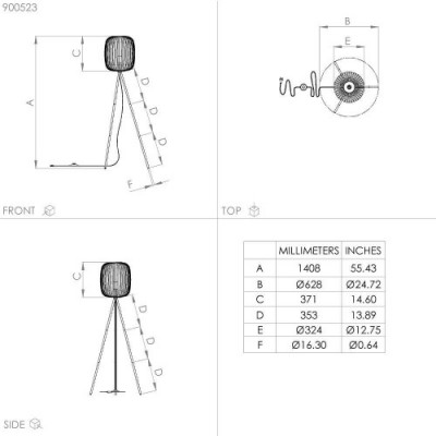 Торшер ROMAZZINA, 1x40W, E27, H1405, Ø325, основание: Ø630, сталь, песчаный Eglo 900523