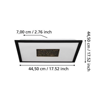 Потолочный светильник MARMORATA, LED 19W, 2400lm, 6W, L445, B445, алюминий, сталь, черный, белый/пластик, белый Eglo 900559