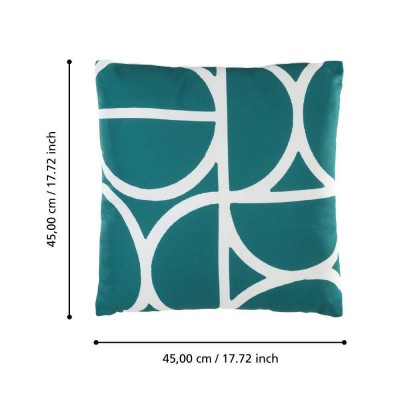 Подушка декоративная TSUNAN, L450, B450, наволочка: 100% полиэстер, сине-зелёный, белый; наполнитель: 100% полиэстер Eglo 420249