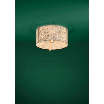 Потолочный светильник HONTONGAS, 1X25W (E27), Ø400, дерево, сталь, коричневый, черный/текстиль декорированный соломой, бежевый, зеленый Eglo 390322